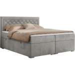 Łóżko kontynentalne JASIR 160x200 - H4 - jasnoszary, welwet