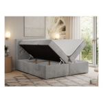 Łóżko kontynentalne JASIR 180x200 - H4 - jasnoszary, welwet