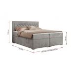 Łóżko kontynentalne JASIR 200x200 - H4 - jasnoszary, welwet