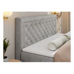 Łóżko kontynentalne JASIR 200x200 - H4 - jasnoszary, welwet