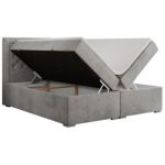 Łóżko kontynentalne JASIR 200x200 - H4 - jasnoszary, welwet