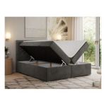 Łóżko kontynentalne JASIR 140x200 - H3 - ciemnoszary, welwet