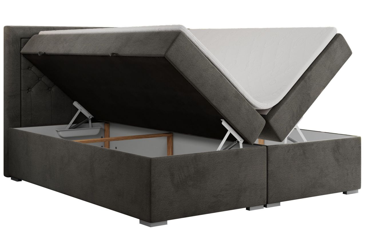 Łóżko kontynentalne JASIR 160x200 - H3 - ciemnoszary, welwet