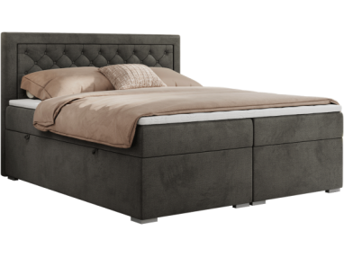 Łóżko kontynentalne JASIR 180x200 - H3 - ciemnoszary, welwet