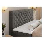 Łóżko kontynentalne JASIR 180x200 - H3 - ciemnoszary, welwet