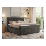 Łóżko kontynentalne JASIR 120x200 - H4 - ciemnoszary, welwet