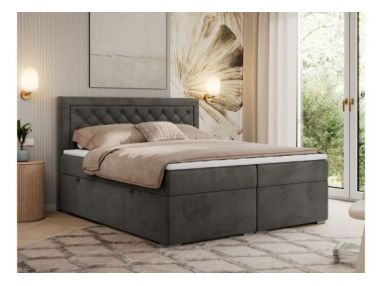 Łóżko kontynentalne JASIR 160x200 - H4 - ciemnoszary, welwet