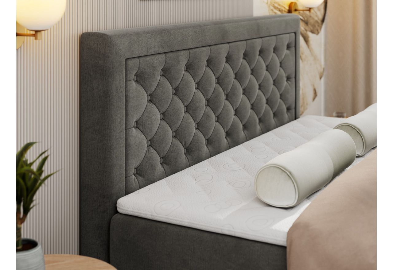 Łóżko kontynentalne JASIR 160x200 - H4 - ciemnoszary, welwet