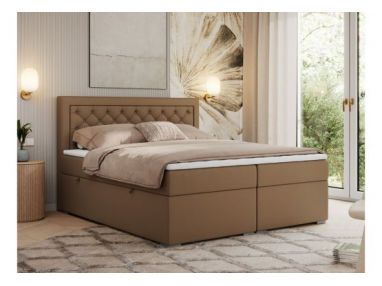 Łóżko kontynentalne JASIR 120x200 - H3 - brązowy, ekoskóra