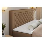 Łóżko kontynentalne JASIR 120x200 - H3 - brązowy, ekoskóra