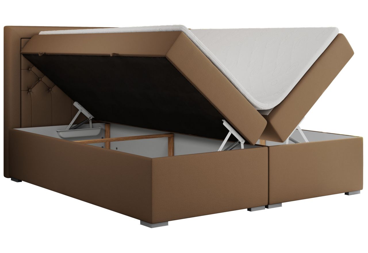 Łóżko kontynentalne JASIR 120x200 - H3 - brązowy, ekoskóra