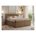 Łóżko kontynentalne JASIR 140x200 - H3 - brązowy, ekoskóra