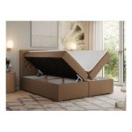 Łóżko kontynentalne JASIR 140x200 - H3 - brązowy, ekoskóra