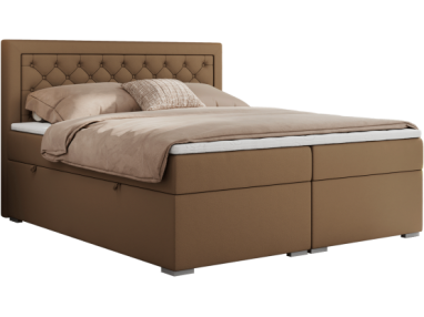 Łóżko kontynentalne JASIR 180x200 - H3 - brązowy, ekoskóra