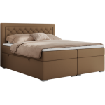 Łóżko kontynentalne JASIR 120x200 - H4 - brązowy, ekoskóra