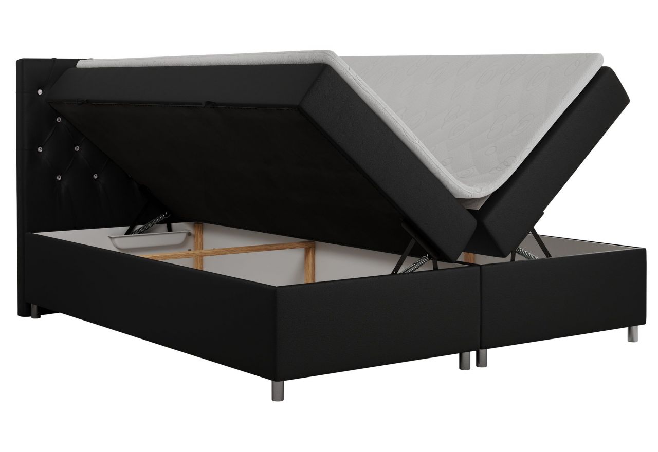 Łóżko kontynentalne ROMA 140x200 - H3 - czarny, ekoskóra
