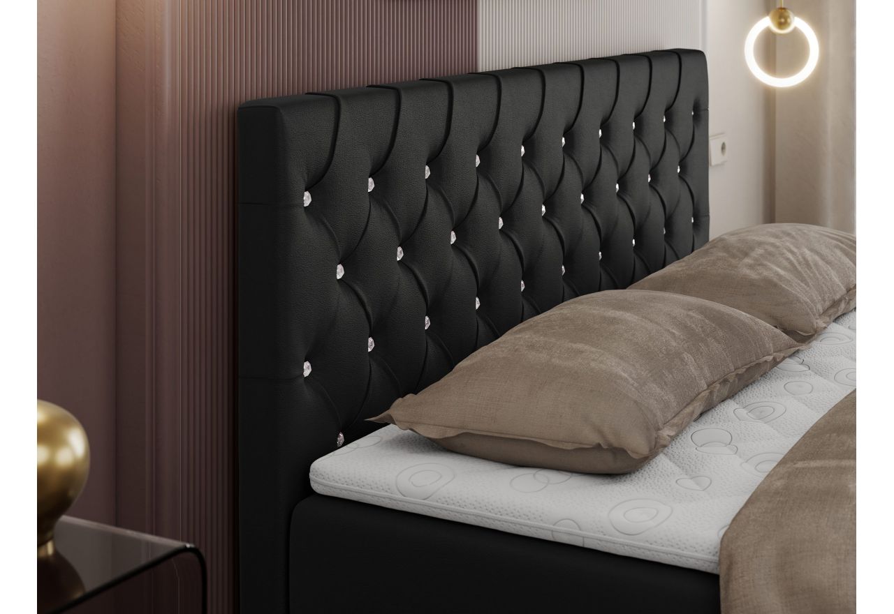 Łóżko kontynentalne ROMA 120x200 - H4 - czarny, ekoskóra