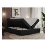 Łóżko kontynentalne ROMA 160x200 - H4 - czarny, ekoskóra