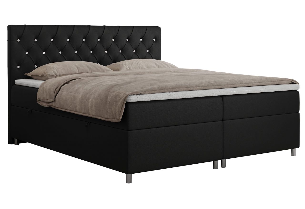 Łóżko kontynentalne ROMA 160x200 - H4 - czarny, ekoskóra