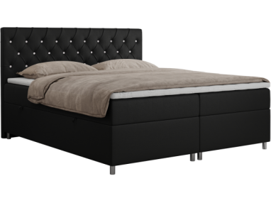 Łóżko kontynentalne ROMA 180x200 - H4 - czarny, ekoskóra