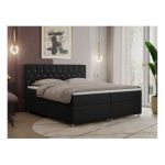 Łóżko kontynentalne ROMA 200x200 - H4 - czarny, ekoskóra