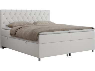 Łóżko kontynentalne ROMA 140x200 - H3 - biały, ekoskóra