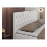 Łóżko kontynentalne ROMA 160x200 - H3 - biały, ekoskóra