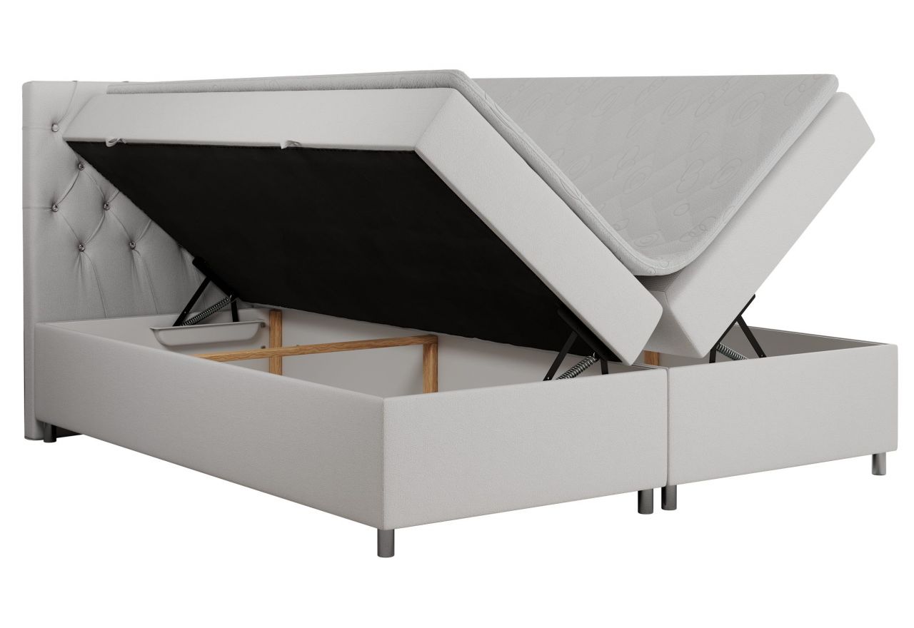 Łóżko kontynentalne ROMA 200x200 - H3 - biały, ekoskóra