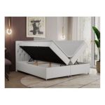 Łóżko kontynentalne ROMA 180x200 - H4 - biały, ekoskóra