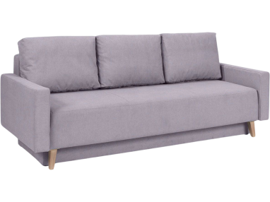 Elegancka kanapa z funkcją spania i luźnymi poduszkami do pokoju i salonu - LUGO Moric 06 / San Remo jasne