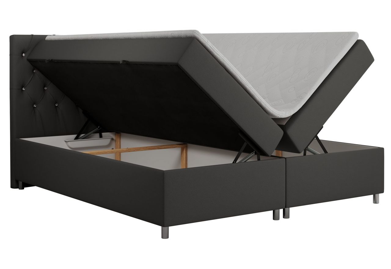 Łóżko kontynentalne ROMA 180x200 - H3 - szary, ekoskóra