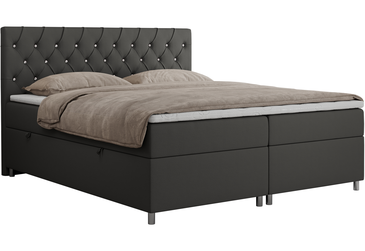 Łóżko kontynentalne ROMA 160x200 - H4 - szary, ekoskóra