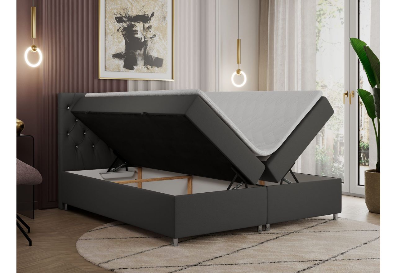 Łóżko kontynentalne ROMA 160x200 - H4 - szary, ekoskóra