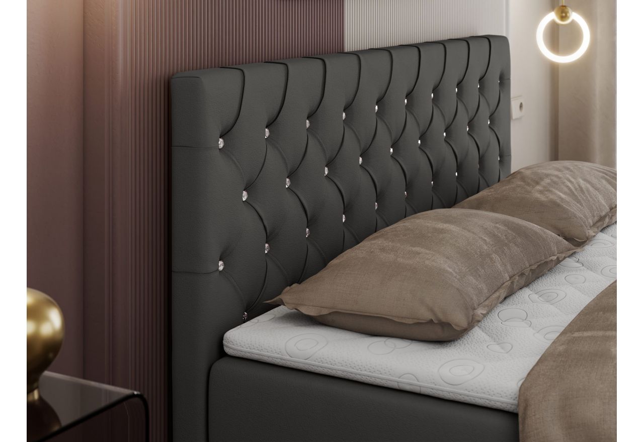 Łóżko kontynentalne ROMA 160x200 - H4 - szary, ekoskóra