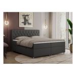 Łóżko kontynentalne ROMA 180x200 - H4 - szary, ekoskóra