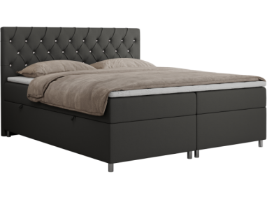 Łóżko kontynentalne ROMA 180x200 - H4 - szary, ekoskóra