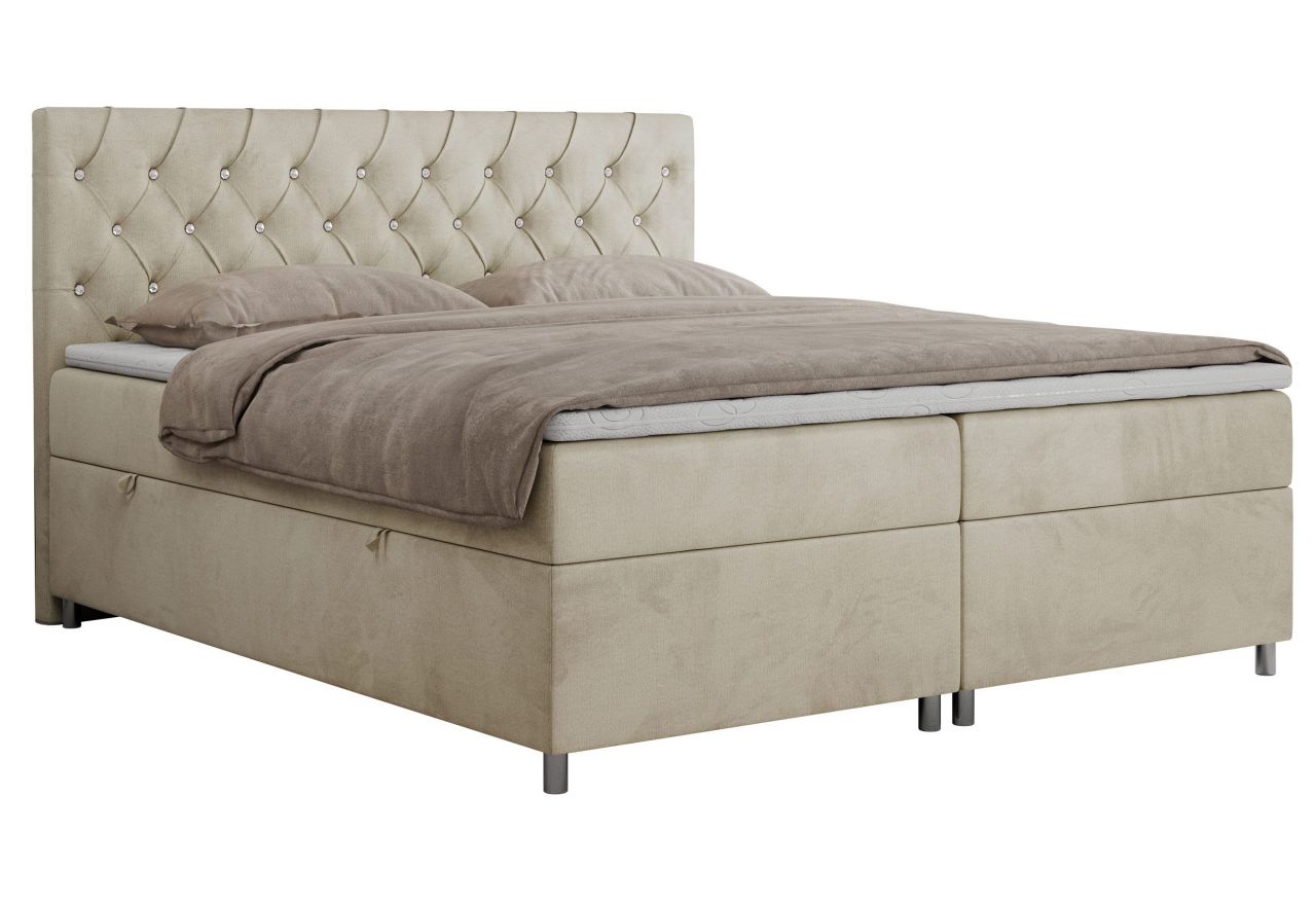 Łóżko kontynentalne ROMA 160x200 - H3 - beżowy, welwet