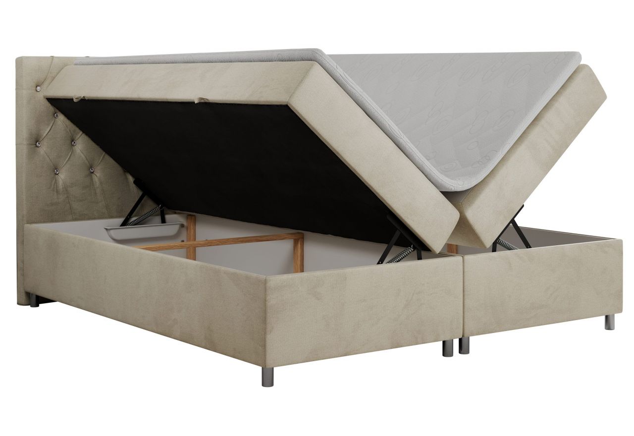 Łóżko kontynentalne ROMA 140x200 - H4 - beżowy, welwet