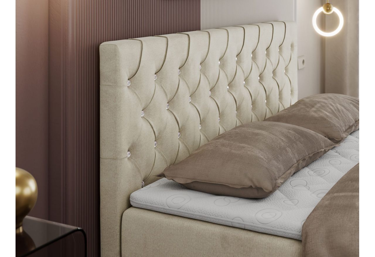 Łóżko kontynentalne ROMA 180x200 - H4 - beżowy, welwet