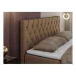 Łóżko kontynentalne ROMA 120x200 - H3 - brązowy, ekoskóra