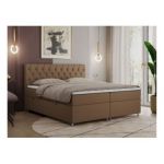 Łóżko kontynentalne ROMA 140x200 - H3 - brązowy, ekoskóra