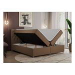 Łóżko kontynentalne ROMA 140x200 - H3 - brązowy, ekoskóra