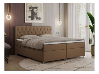 Łóżko kontynentalne ROMA 180x200 - H3 - brązowy, ekoskóra