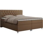 Łóżko kontynentalne ROMA 200x200 - H3 - brązowy, ekoskóra