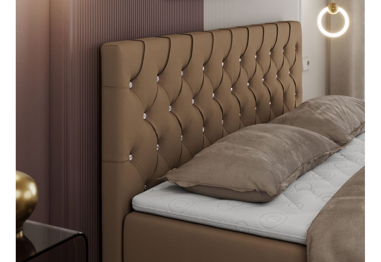 Łóżko kontynentalne ROMA 200x200 - H4 - brązowy, ekoskóra