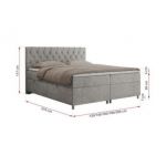 Łóżko kontynentalne ROMA 200x200 - H3 - jasnoszary, struktura