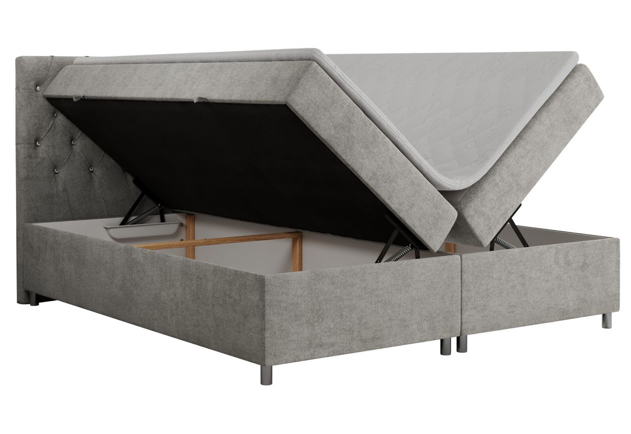 Łóżko kontynentalne ROMA 200x200 - H3 - jasnoszary, struktura