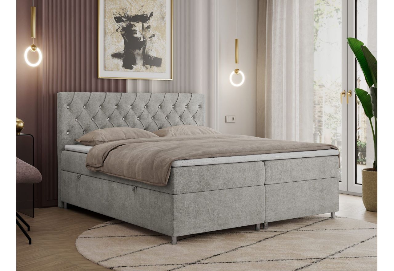 Łóżko kontynentalne ROMA 160x200 - H4 - jasnoszary, struktura