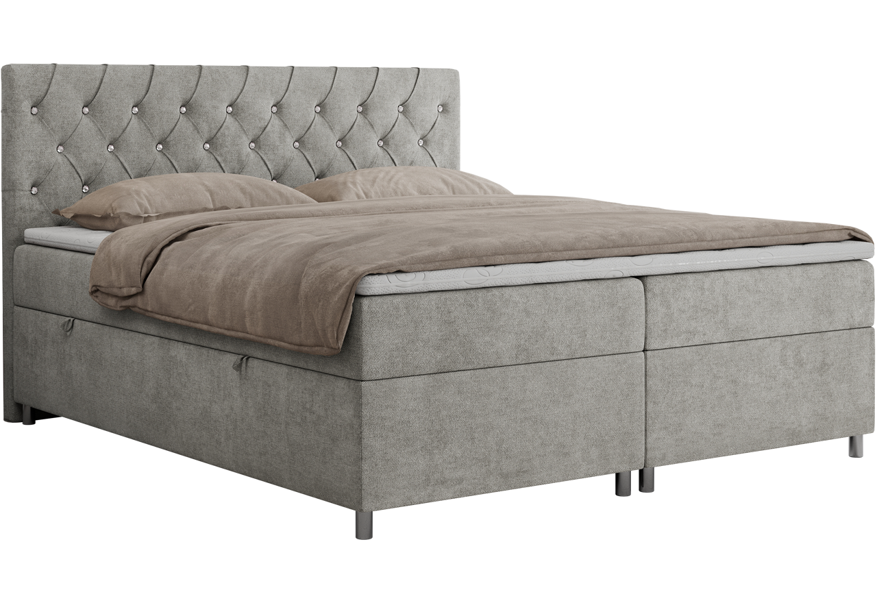 Łóżko kontynentalne ROMA 160x200 - H4 - jasnoszary, struktura