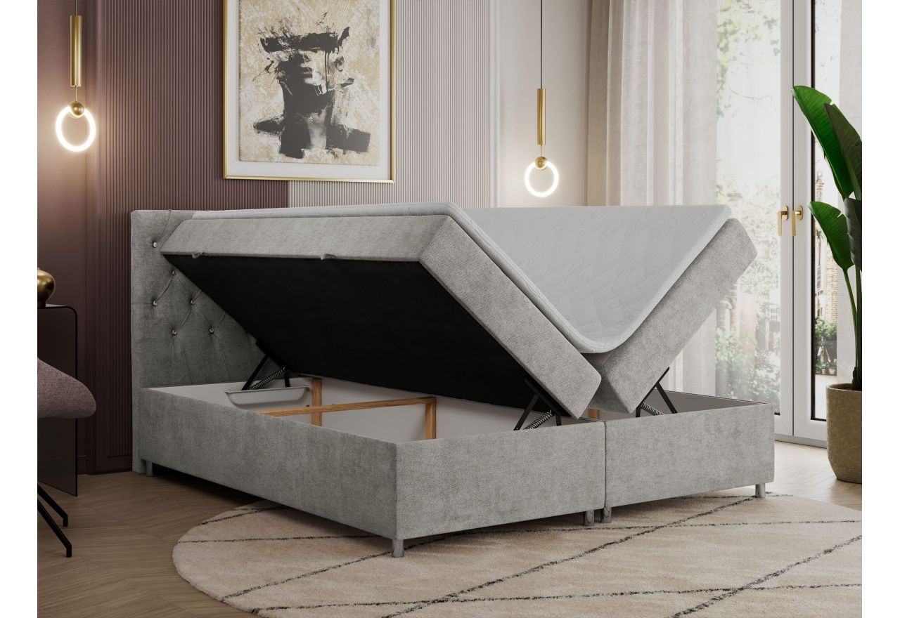 Łóżko kontynentalne ROMA 160x200 - H4 - jasnoszary, struktura